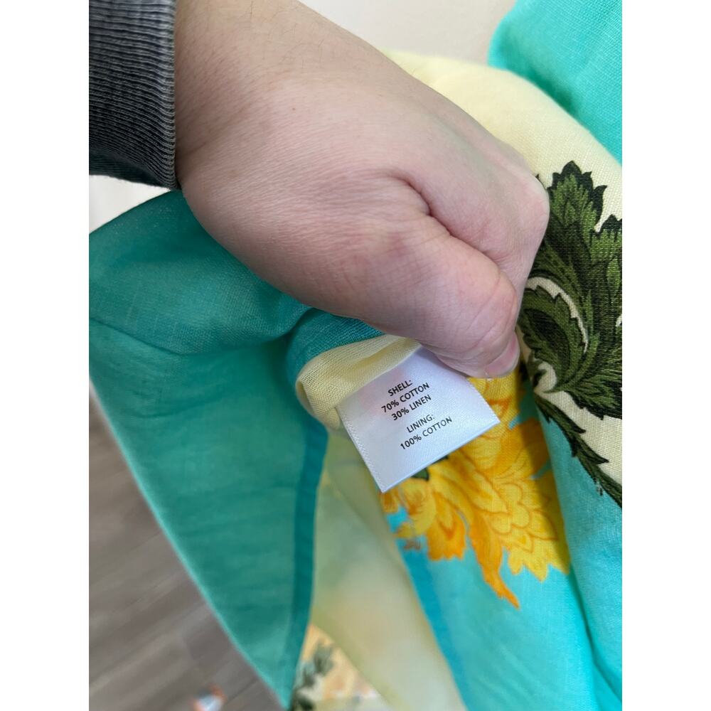 Anna Cate Zander Dress Aqua Floral Cotton Linen Mini Old Money Sleeveless Size M - Picture 7 of 11